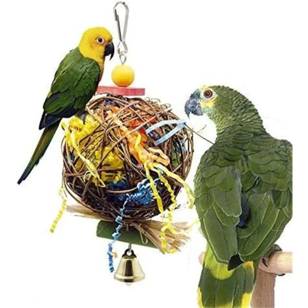 2 Pack Bird Chewing Toys Foraging Shredder Toy Parrot Cage Shredder Toy Foraging